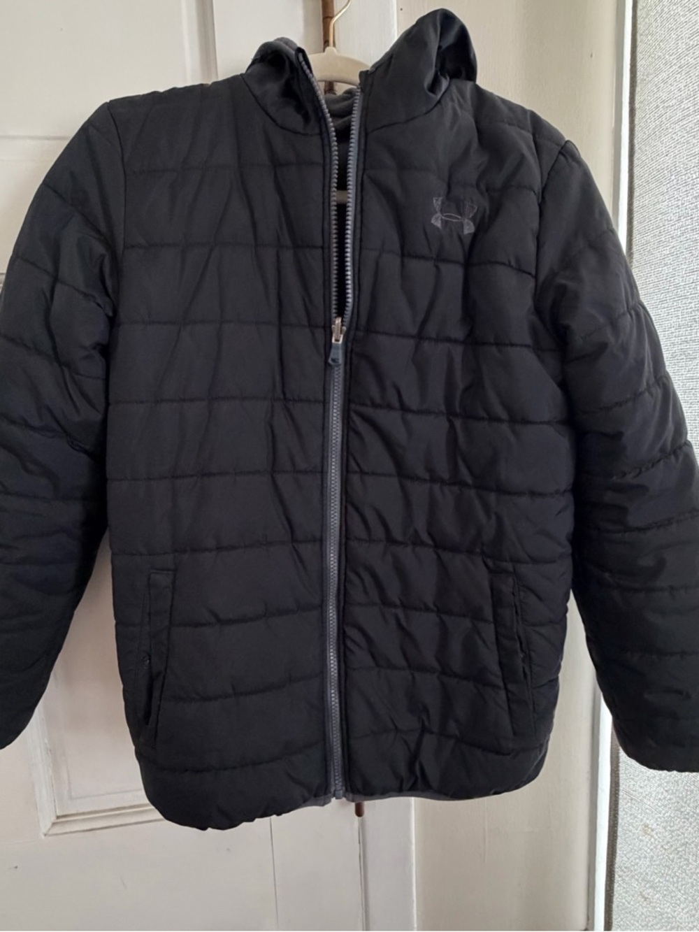 Under Armour Kids Black Hooded Quilted Puffer Jacket